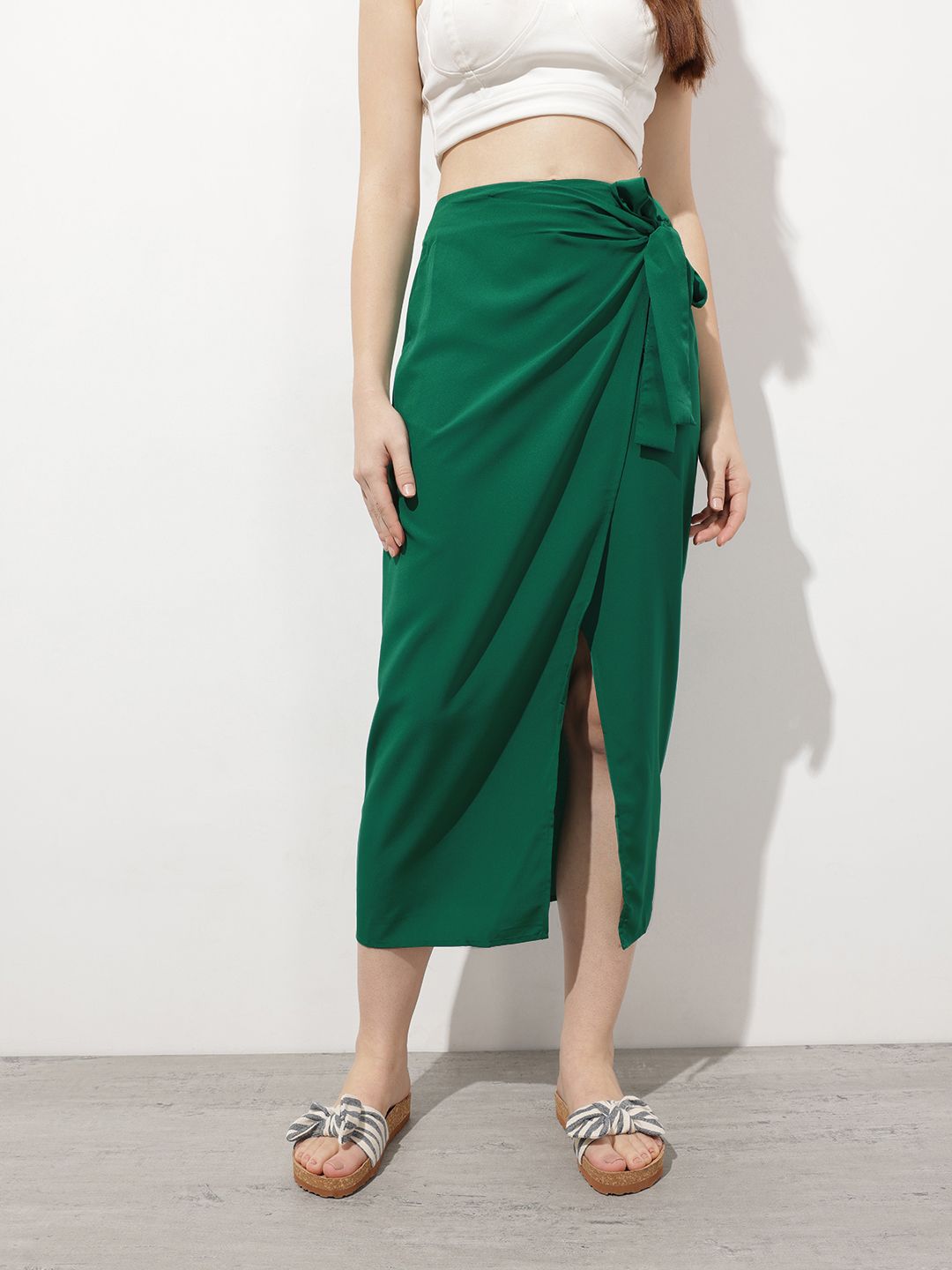 DressBerry Easy Breezy Vibes Bow Down Wrap Midi Skirt