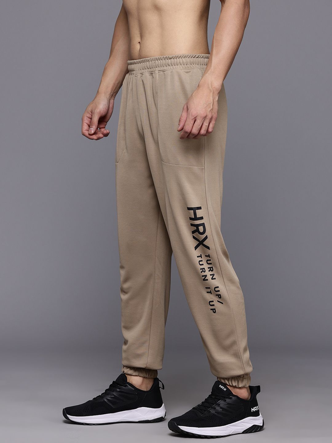 HRX by Hrithik Roshan Men Brand Logo Printed Mid-Rise Regular Fit Training Joggers