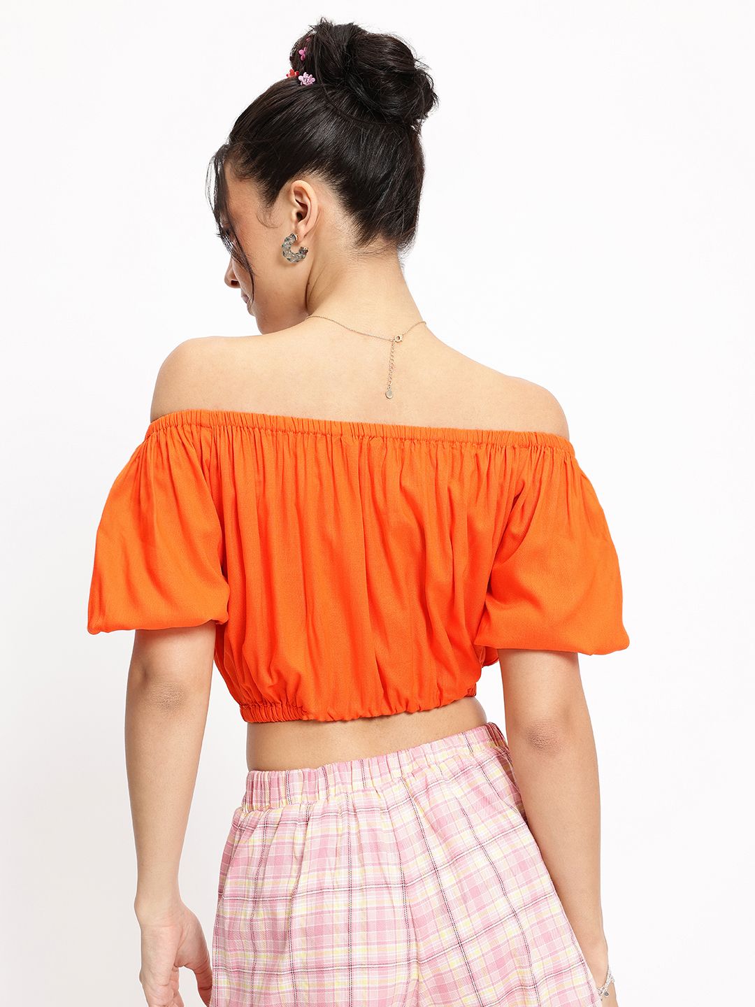 DressBerry Sunset Siren Pleated Blouson Crop Top