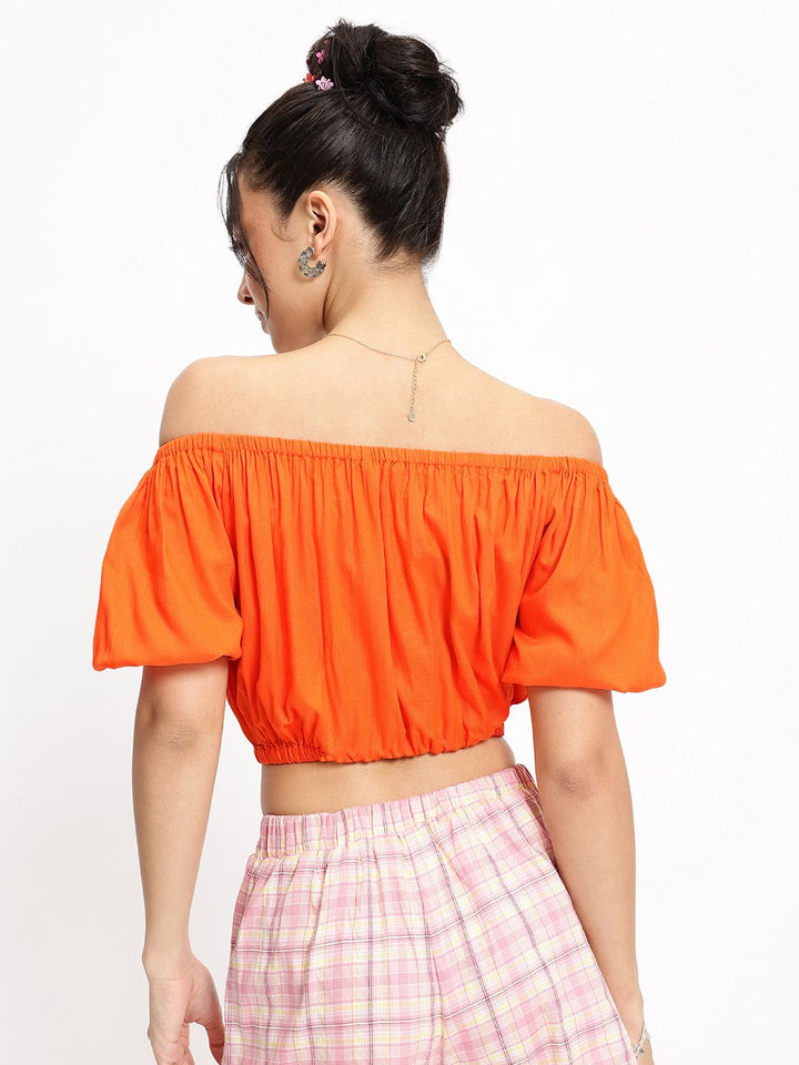 DressBerry Sunset Siren Pleated Blouson Crop Top