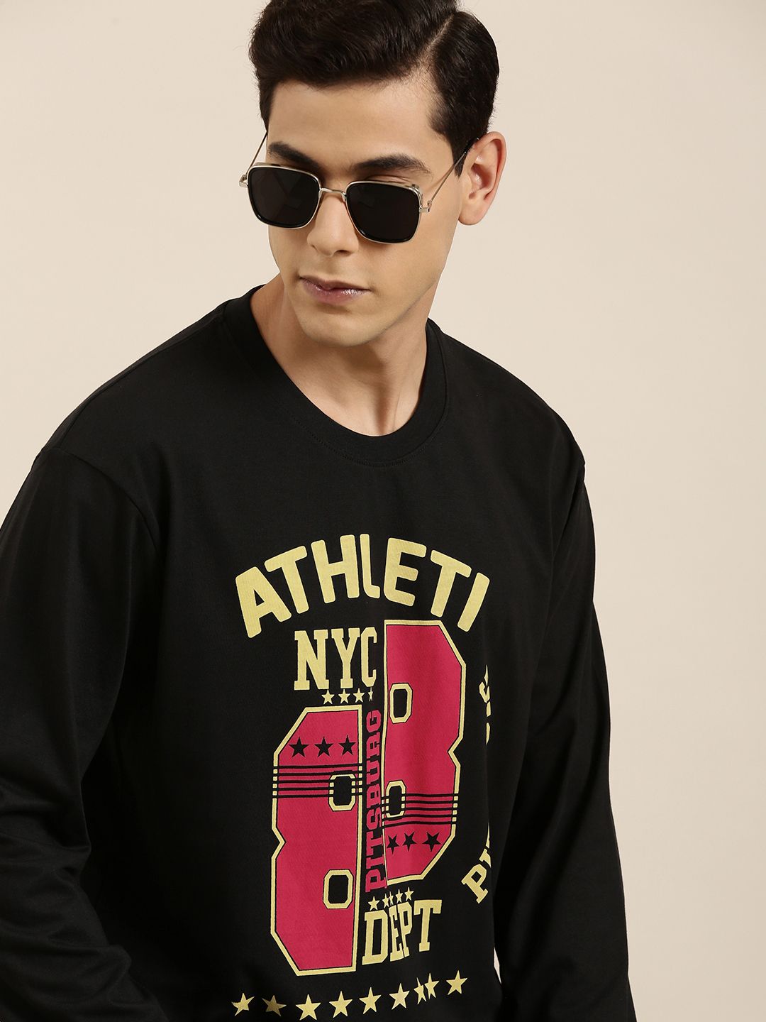 DILLINGER Men Black Typography Printed Pure Cotton Oversized  T-shirt