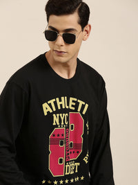 DILLINGER Men Black Typography Printed Pure Cotton Oversized  T-shirt