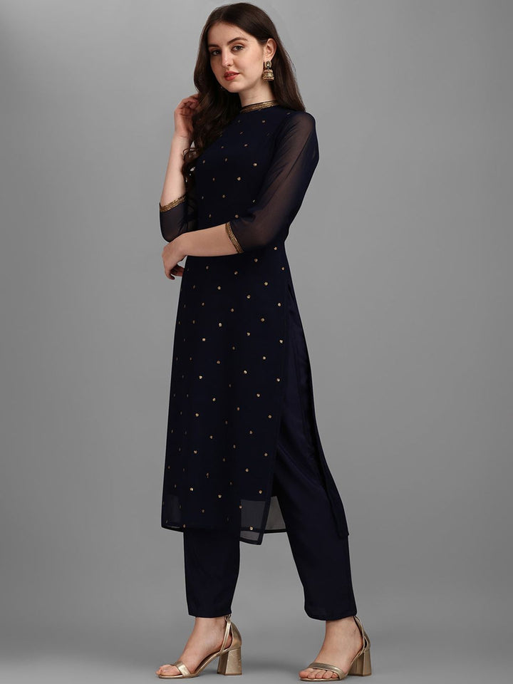KALINI Sequin Embellished Straight Kurta with Trousers