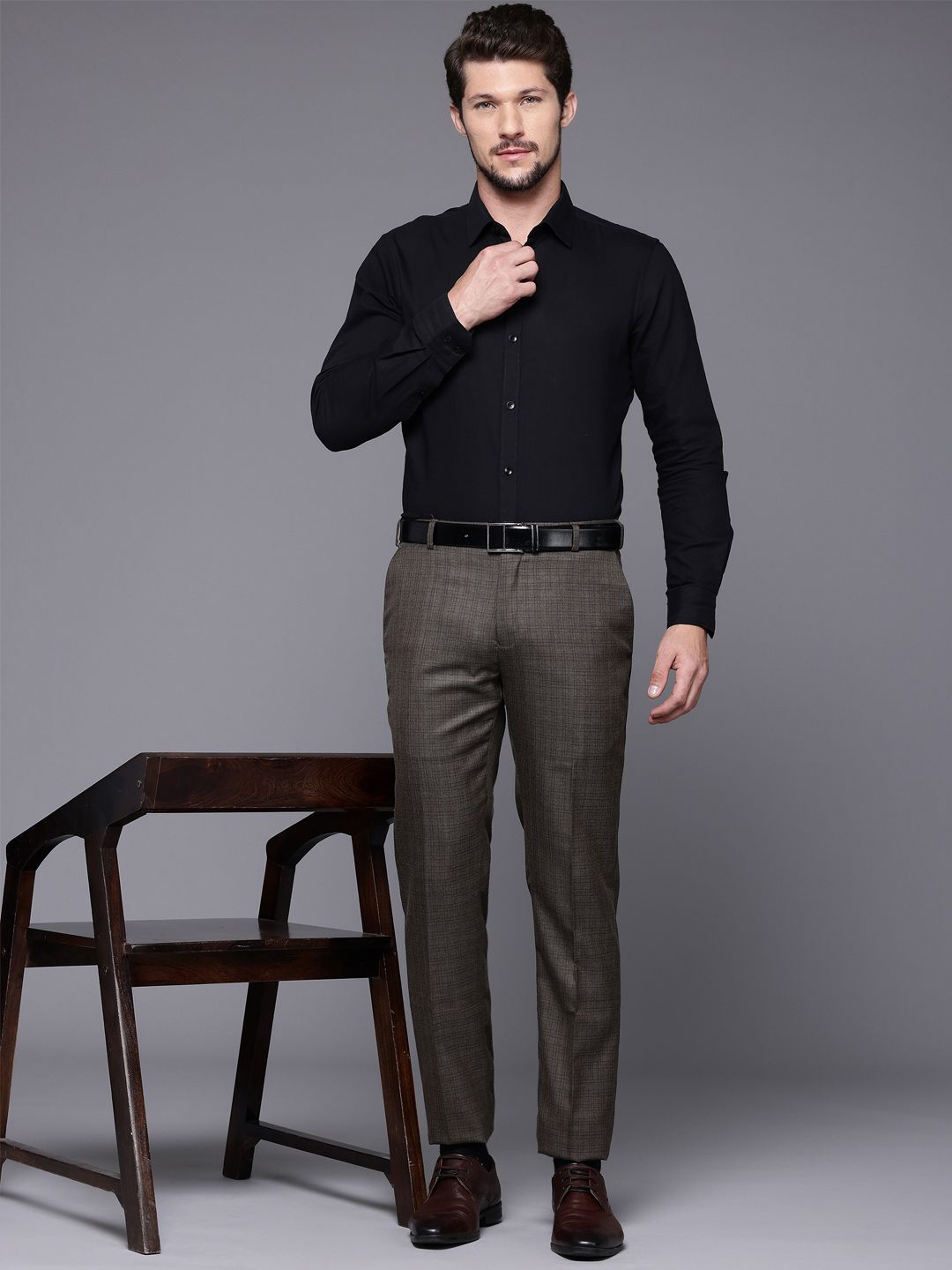 Raymond Men Textured Slim Fit Formal Trousers