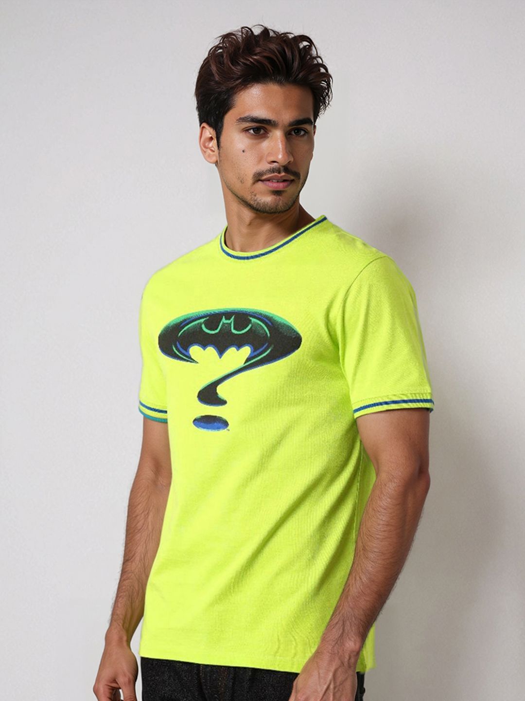 The Indian Garage Co Men Batman Graphic Printed Round Neck Cotton Slim Fit T-shirt