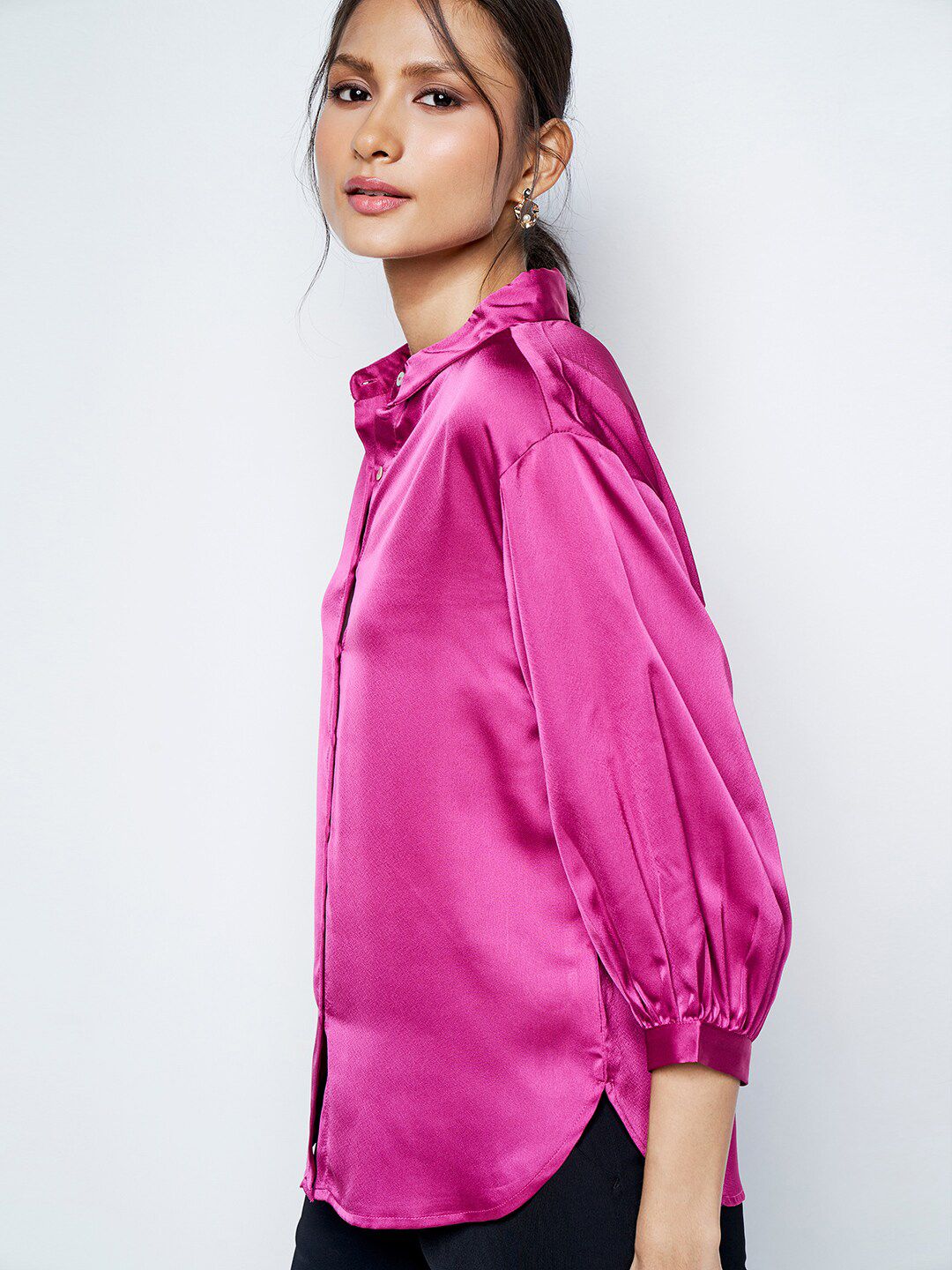 AND Puff Sleeves Shirt Style Top