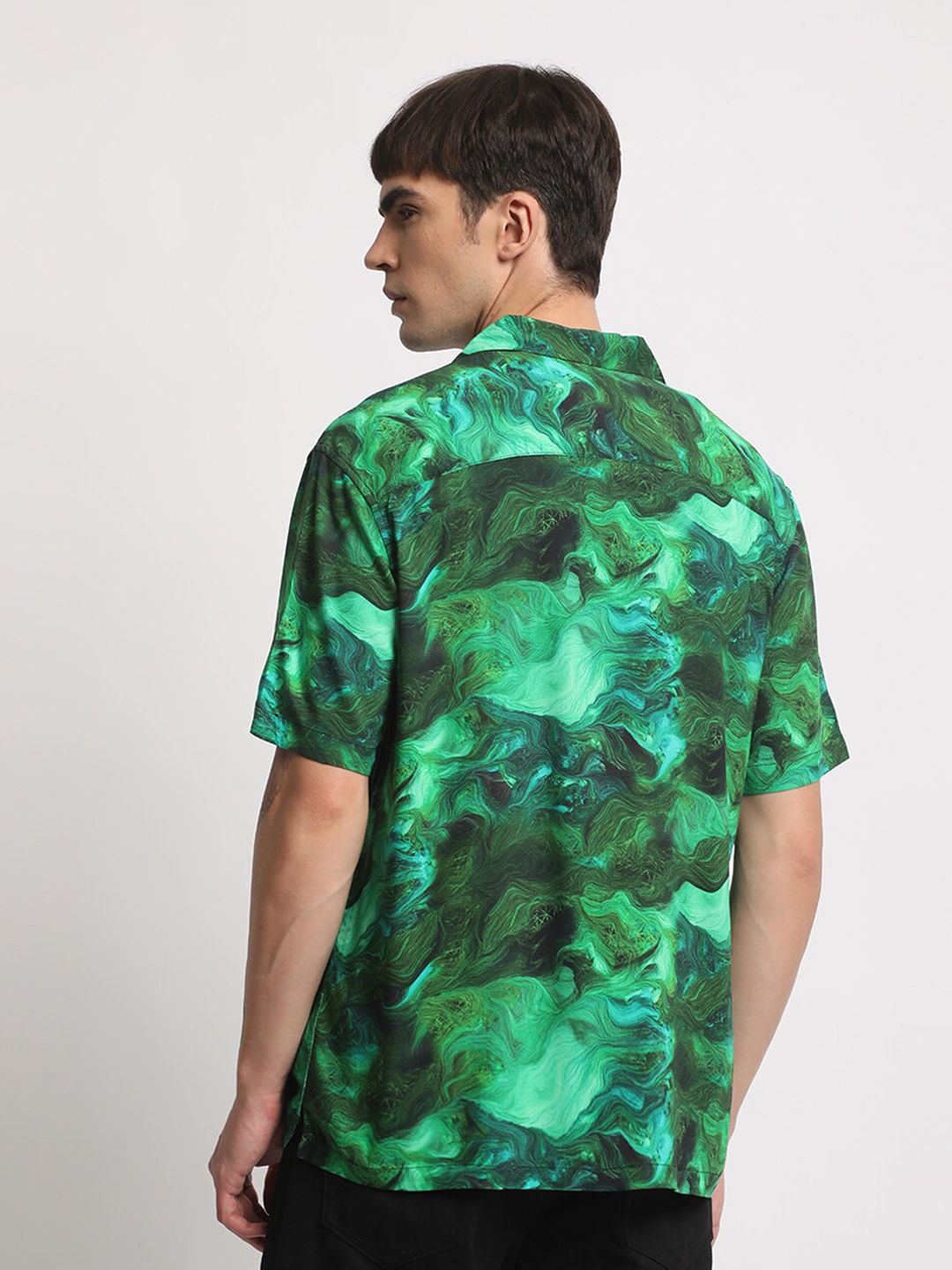 THE BEAR HOUSE Abstract Printed Cuban Collar Pure Cotton Casual Shirt