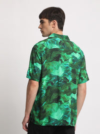 THE BEAR HOUSE Abstract Printed Cuban Collar Pure Cotton Casual Shirt