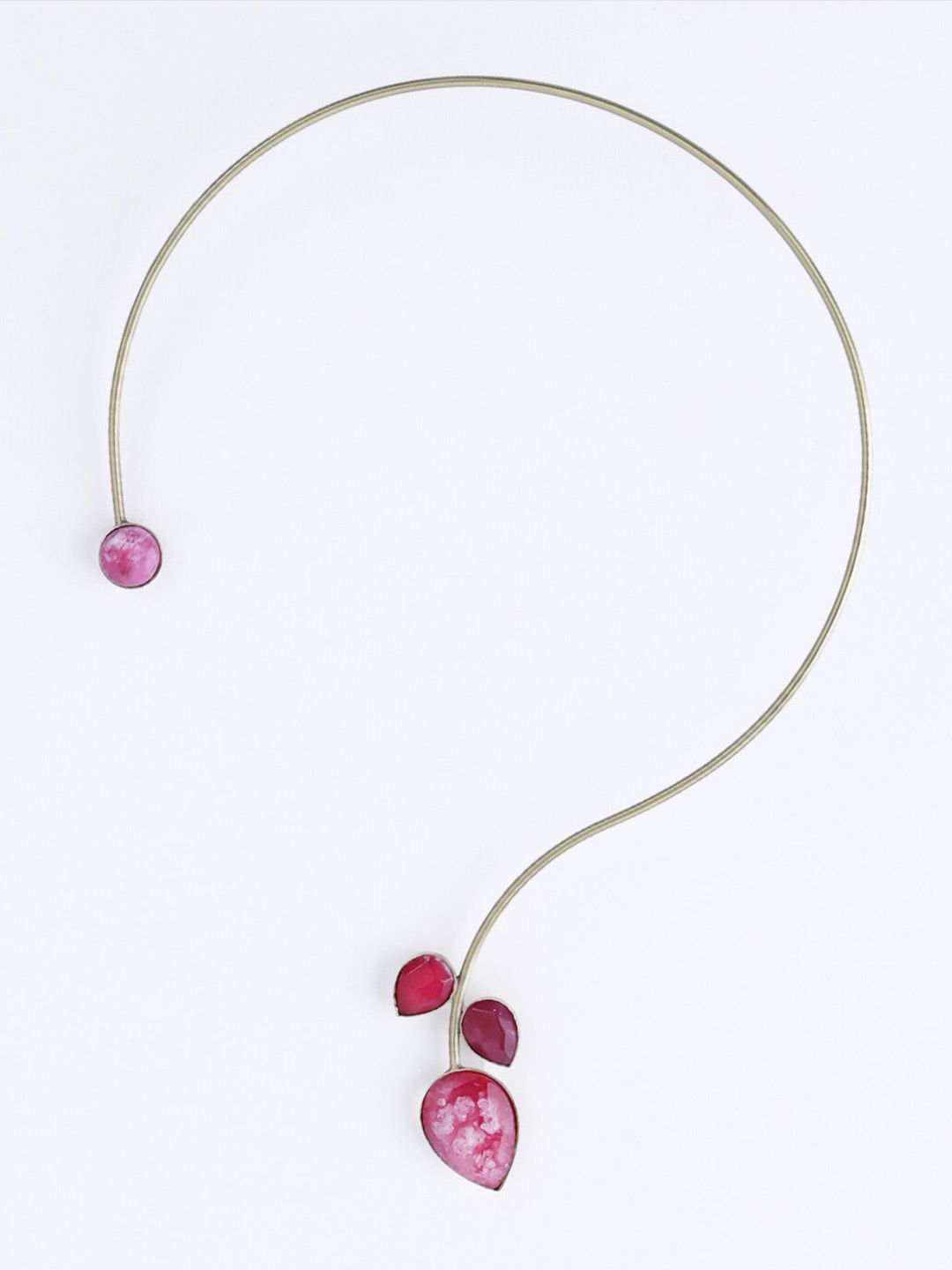 PANASH- Gold-Plated Pink Gemstone Stone Studded Necklace