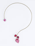 PANASH- Gold-Plated Pink Gemstone Stone Studded Necklace