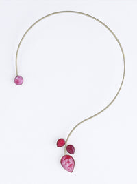PANASH- Gold-Plated Pink Gemstone Stone Studded Necklace