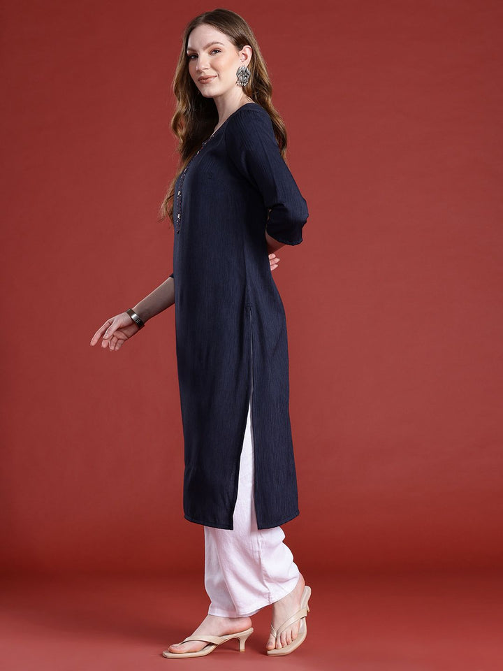 Anouk Sequins & Thread Work Straight Kurta