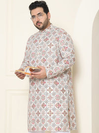 SOJANYA PLUS Ethnic Motifs Printed Cotton Linen Straight Kurta with Pyjamas