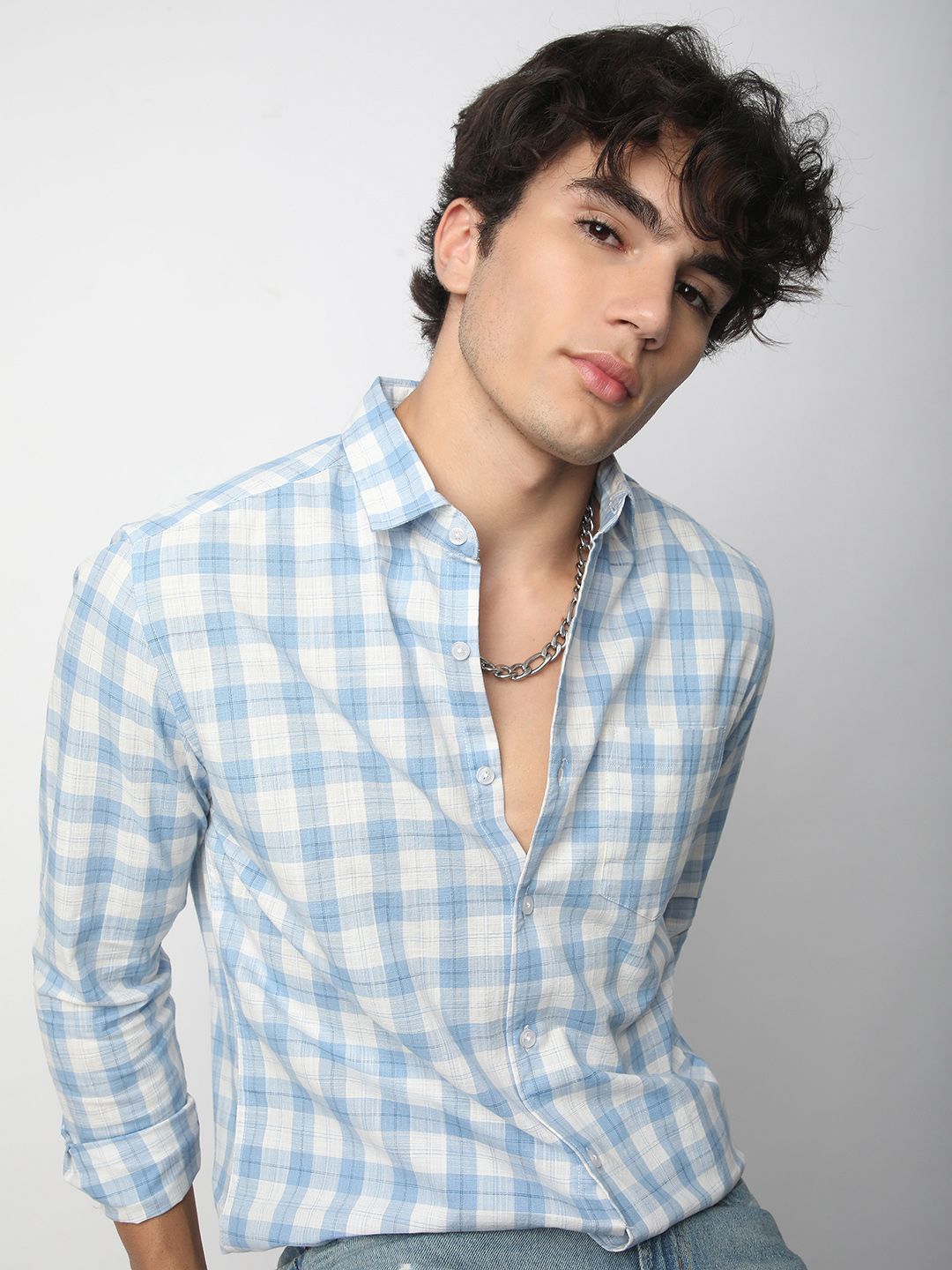 VASTRADO Men Classic Slim Fit Opaque Checked Casual Shirt