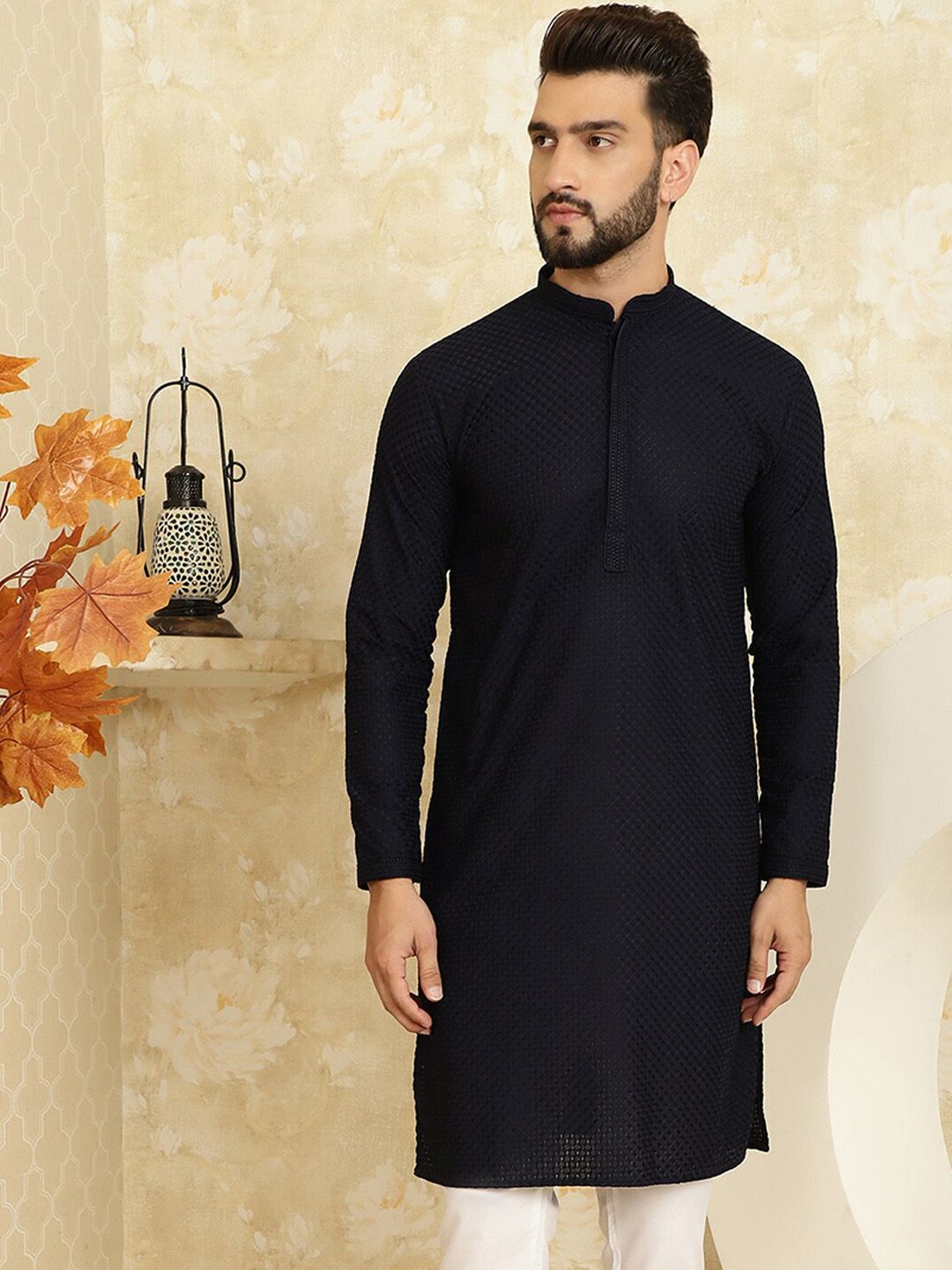 SOJANYA Kurta Lurus Kapas Sulaman Berpetak
