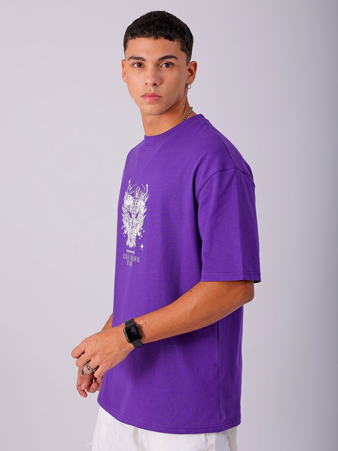 The Indian Garage Co Men Back Printed Boxy Oversized Pure Cotton T-shirt