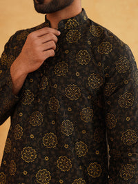 SOJANYA Floral Printed Kolar Mandarin Lengan Panjang Kurta Lurus