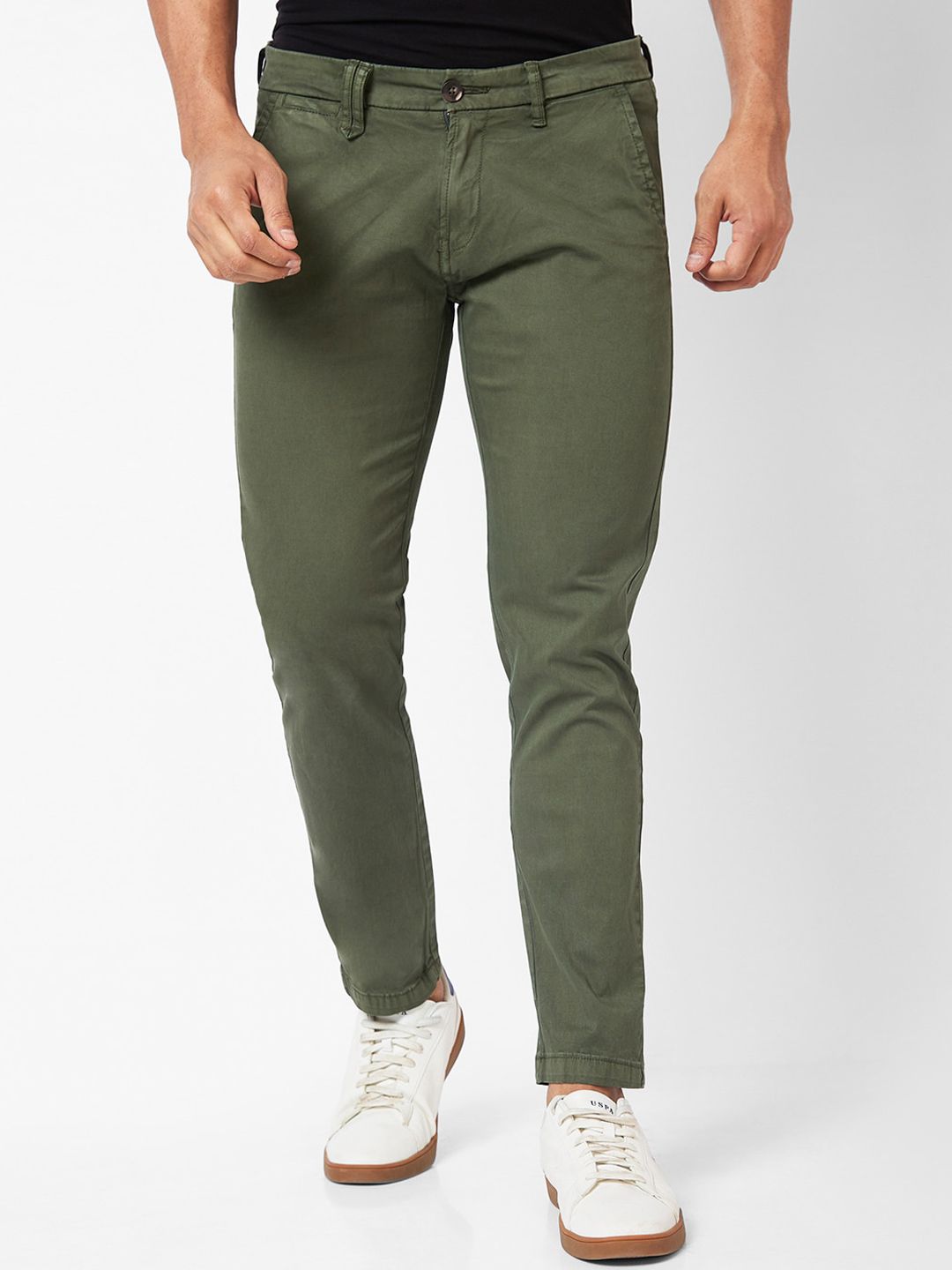 SPYKAR Men Slim Fit Mid Rise Cotton Trousers