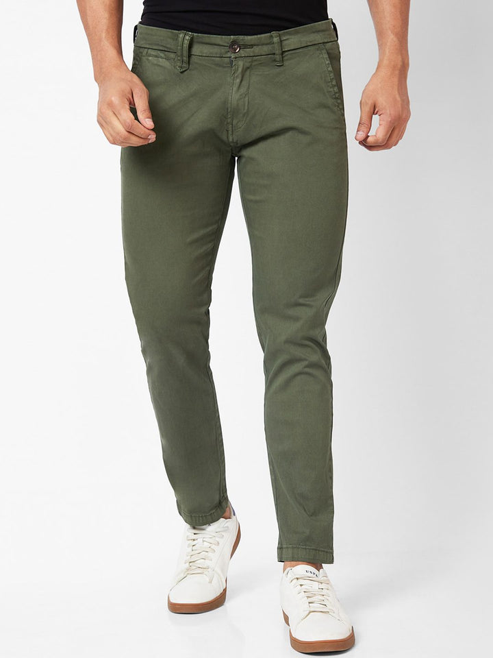 SPYKAR Men Slim Fit Mid Rise Cotton Trousers