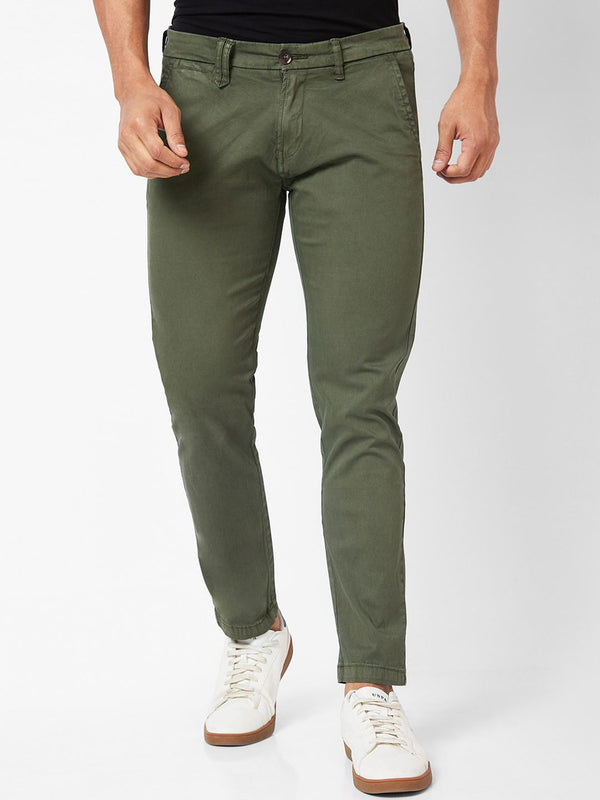 SPYKAR Men Slim Fit Mid Rise Cotton Trousers