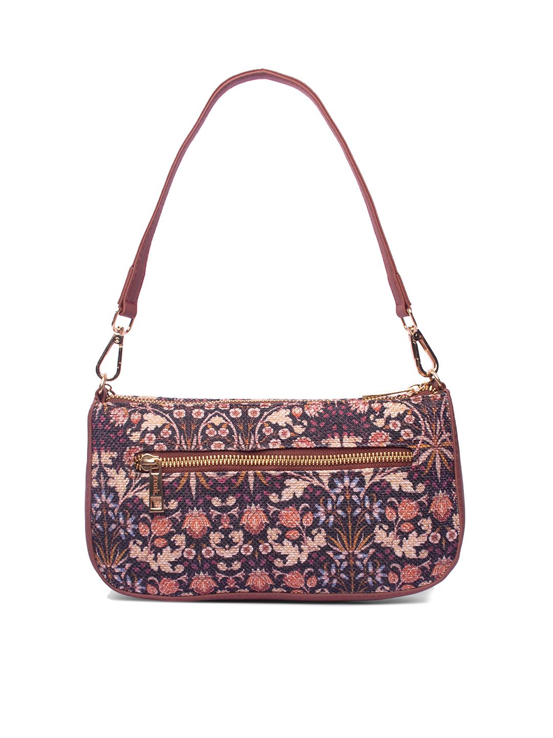 ZOUK Floral Printed Half Moon Shoulder Bag