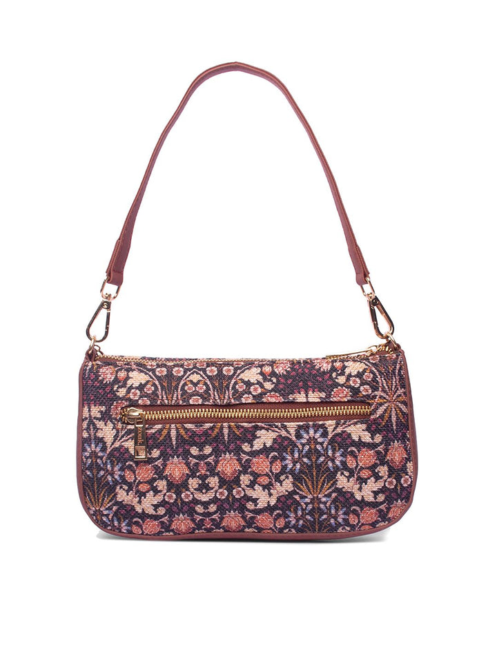 ZOUK Floral Printed Half Moon Shoulder Bag