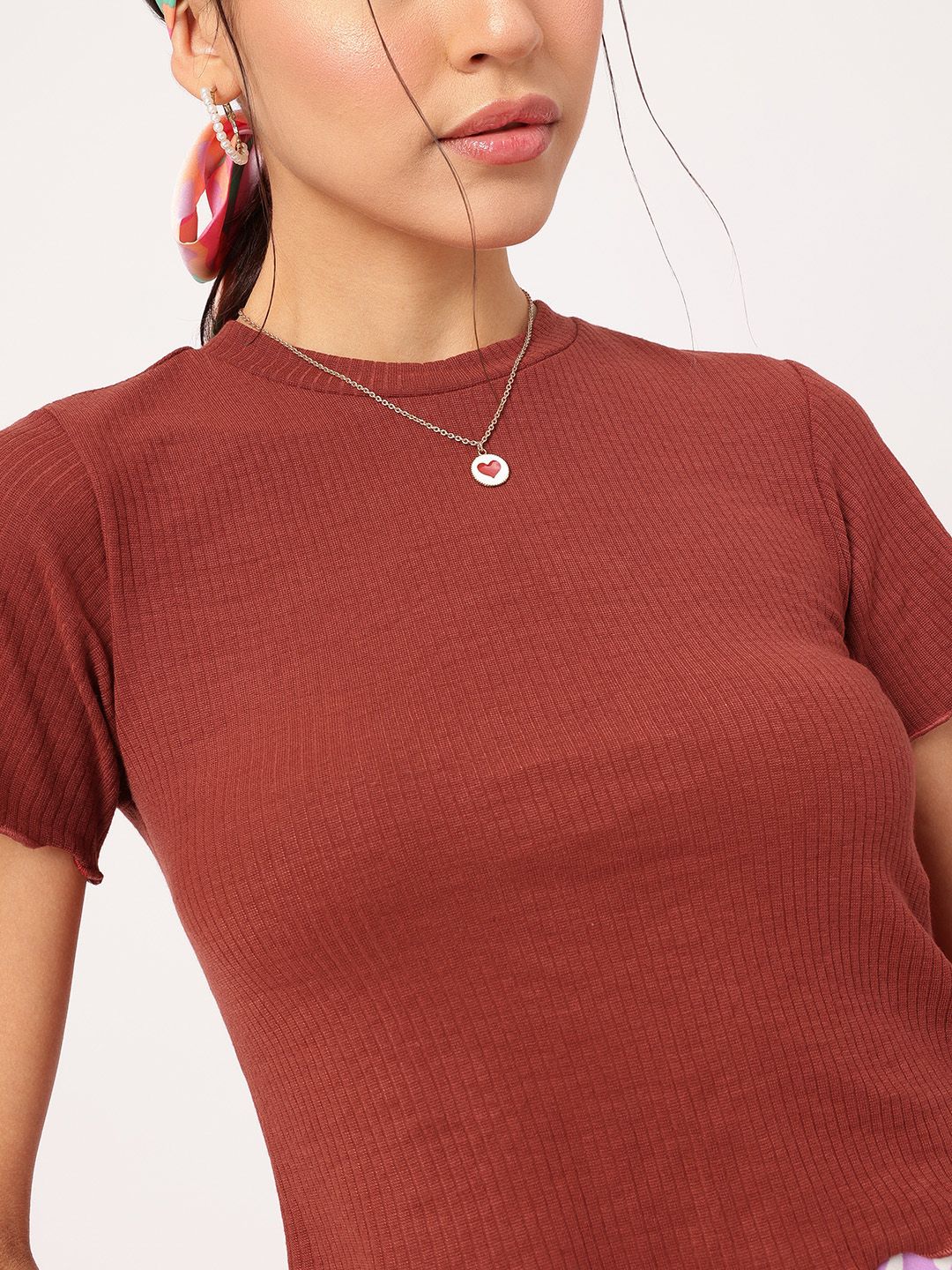 DressBerry Knit Nomad Ribbed Lettuce Edge Top