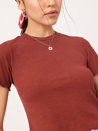 DressBerry Knit Nomad Ribbed Lettuce Edge Top