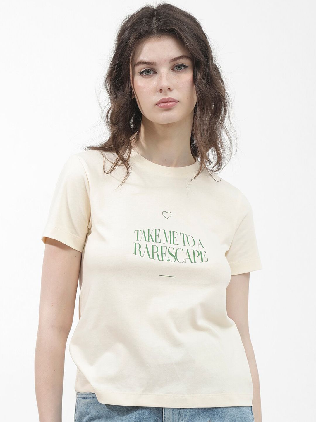RAREISM Round Neck Short Sleeves Cotton T-shirt