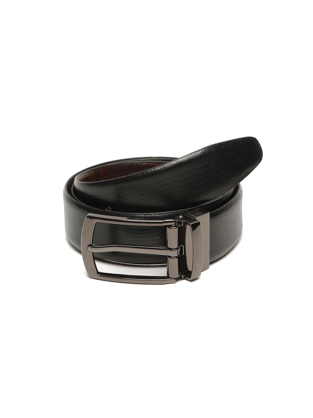 Teakwood Leathers Men Textured Leather Reversible Formal Belt