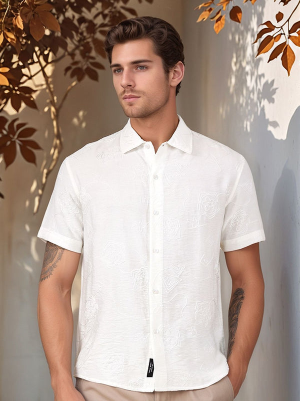 Thomas Scott Men Embroidered Regular Fit Casual Shirt