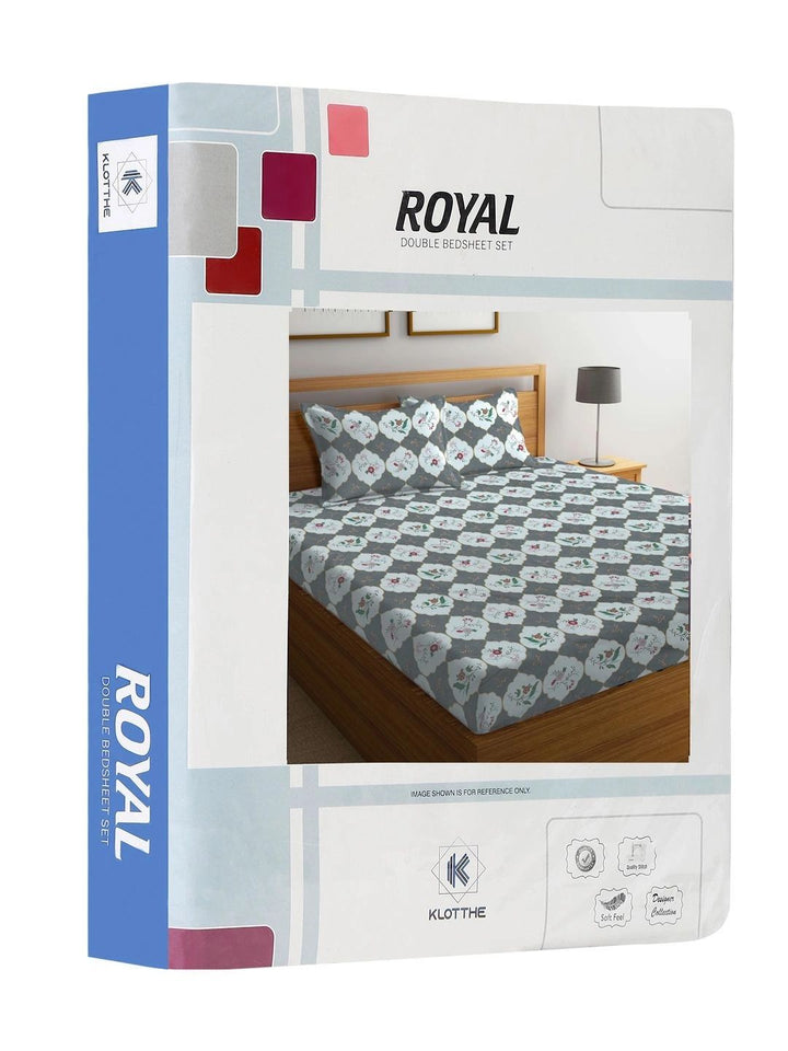 Moda Rapido X KLOTTHE Cadar 300 TC Bunga Kelabu & Bunga Kelabu dengan 2 Sarung Bantal