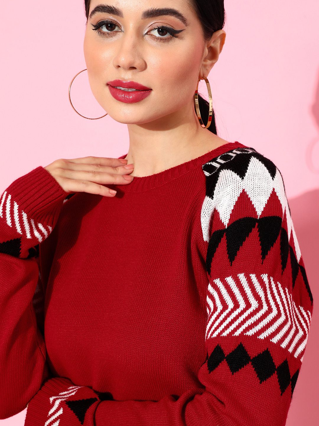 DressBerry Women Geometric Printed Pullover Sweater