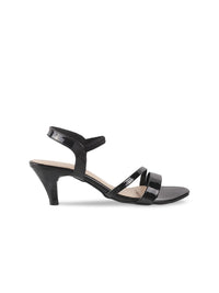 Metro Black Open-Toe Kitten Heels Sandals