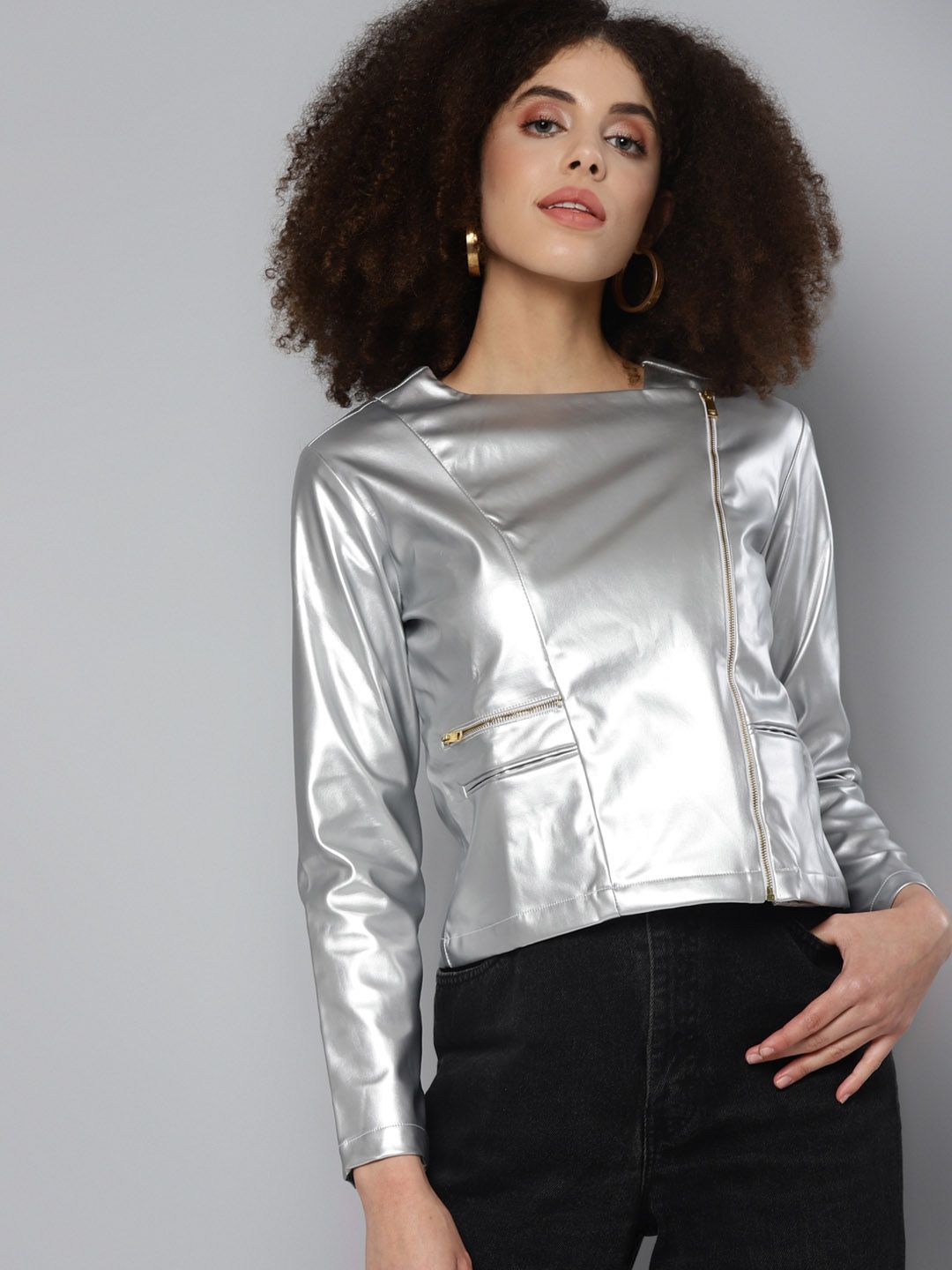 SASSAFRAS Women Silver-Toned Tailored Jacket