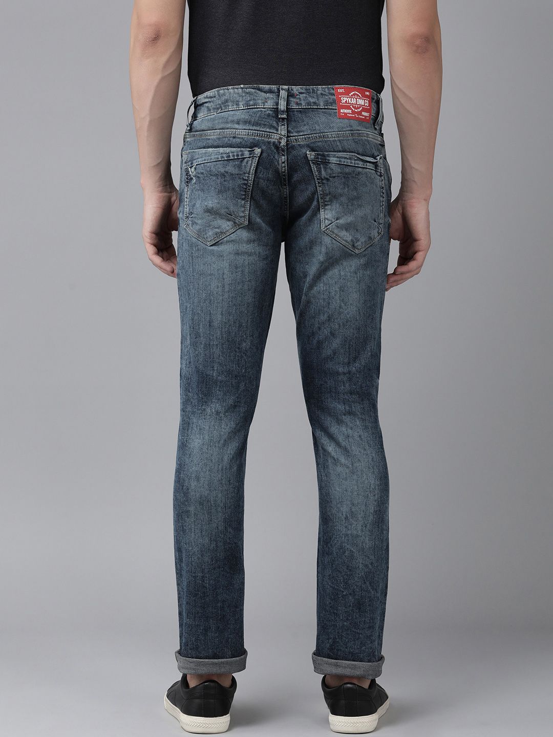 SPYKAR Men Low-Rise Mildly Distressed Heavy Fade Stretchable Jeans