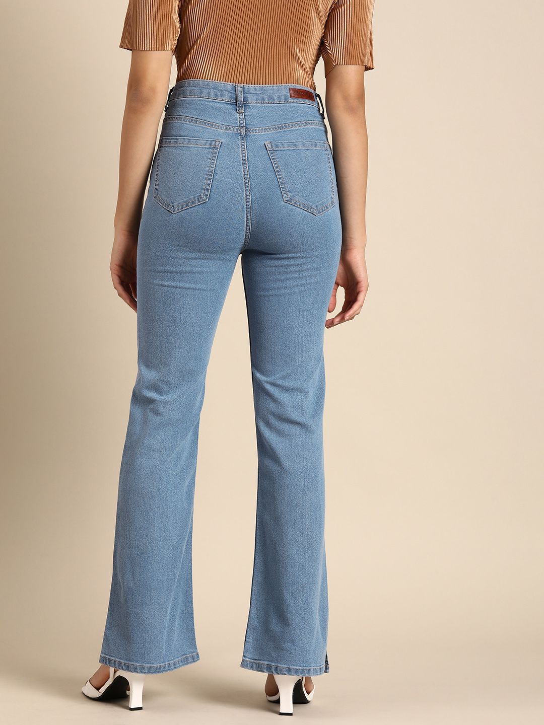 all about you Women Mid Rise Bootcut Light Fade Stretchable Jeans