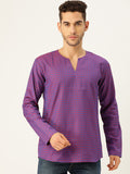 SOJANYA Men Purple & Red Woven Design Straight Short Kurta