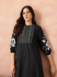 all about you Yoke Design Regular Thread Work Pure Cotton Kurta & Trousers