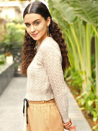 STREET 9 Women Beige Chevron Sweater