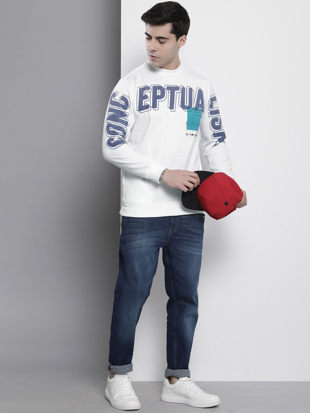 The Indian Garage Co Men White Printed Sweatshirt