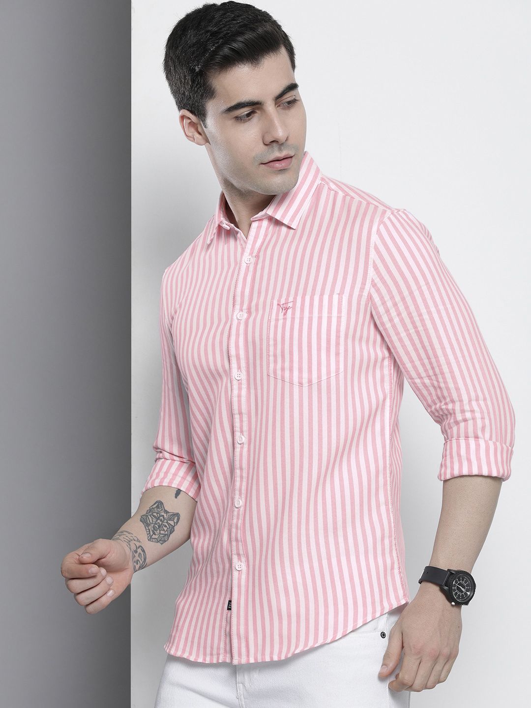 The Indian Garage Co Men Striped Cotton Casual Shirt