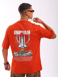 The Indian Garage Co Men Back Printed Boxy Oversized Round Neck T-shirt