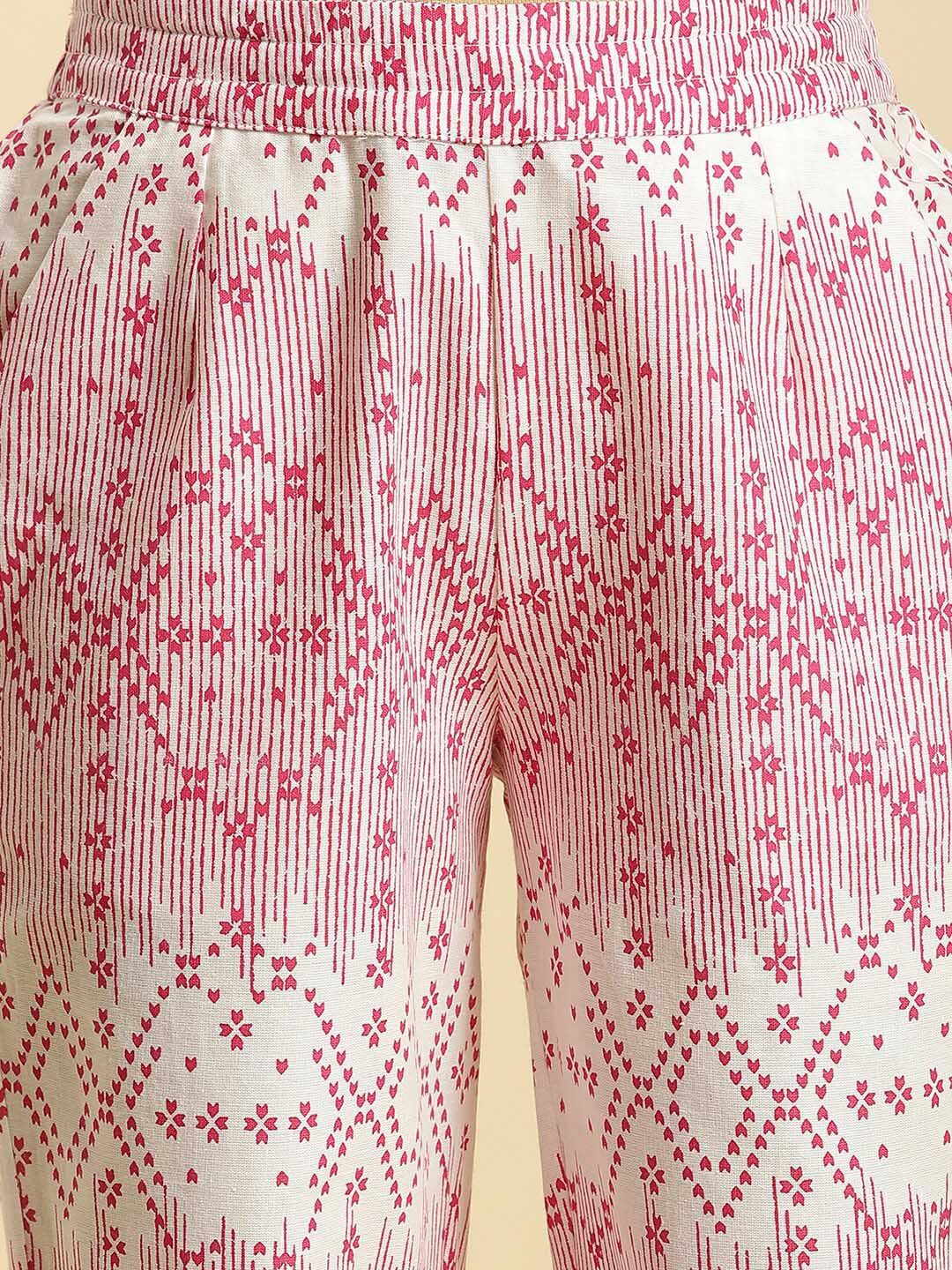 W Women Ethnic Motifs Printed Straight Fit Trousers