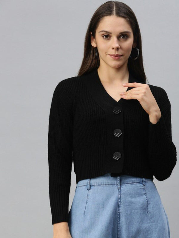 Campus Sutra Reka Bentuk Diri Kabel Knit Cardigan