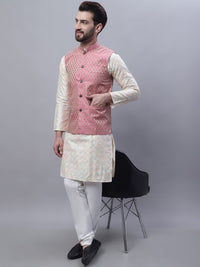 SOJANYA Embroidered Mandarin Collar Kurta with Pyjamas & Nahru Jacket