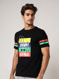 The Indian Garage Co Men Johnny Bravo Typography Printed Cotton Slim Fit T-shirt