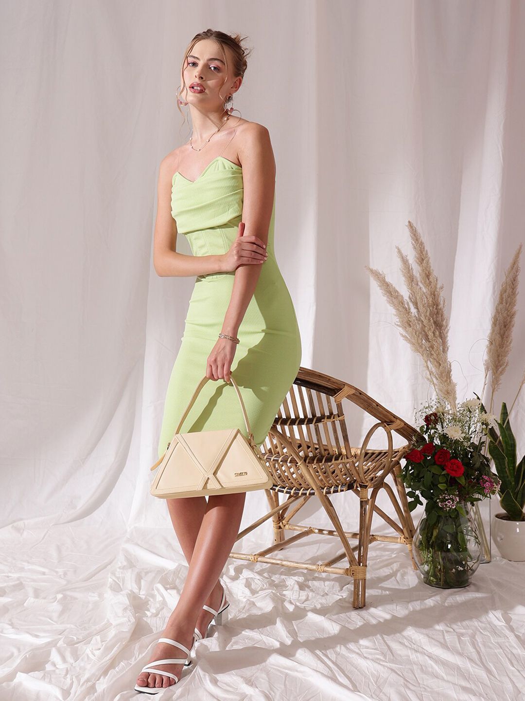 STREET 9 Sweetheart Neck Sheath Midi Dress