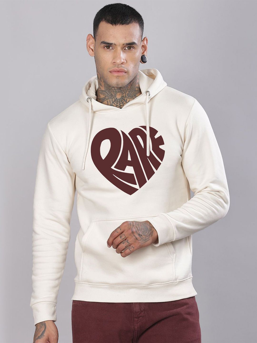 ADRO Men Cotton Long Sleeves Printed Hooded Sweatshirt
