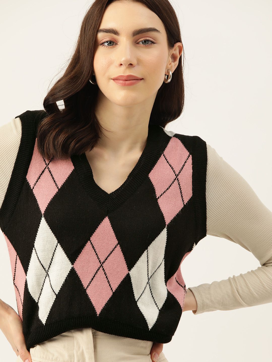 DressBerry Acrylic Argyle Sweater Vest